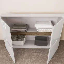 Comò 120x79h cm 2 ante bianco lucido Biancastagno