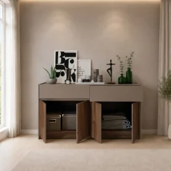 Comò 160x88h cm 4 ante 2 cassetti noce marrone Dusk