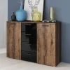 Comò 132x93h cm 2 ante 4 cassetti noce nero lucido Cortina Gihome®