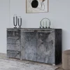Comò 135x81h cm 2 ante 4 cassetti ossido effetto pietra Frisk