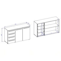 Comò 135x81h cm 2 ante 4 cassetti ossido effetto pietra Frisk