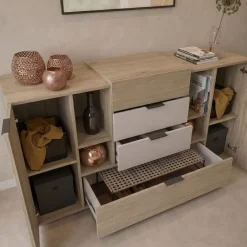 Comò 160x93h cm 2 ante 4 cassetti rovere tortora Pienza