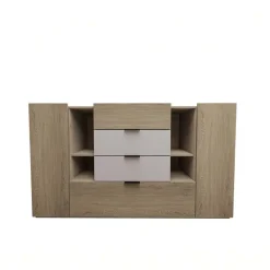 Comò 160x93h cm 2 ante 4 cassetti rovere tortora Pienza