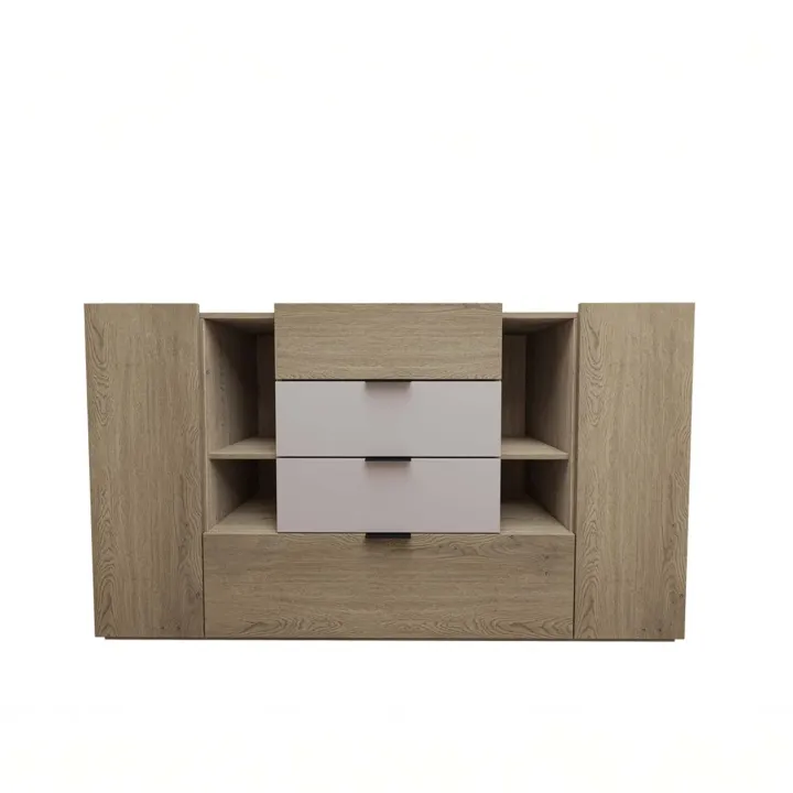 Comò 160x93h cm 2 ante 4 cassetti rovere tortora Pienza