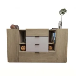 Comò 160x93h cm 2 ante 4 cassetti rovere tortora Pienza