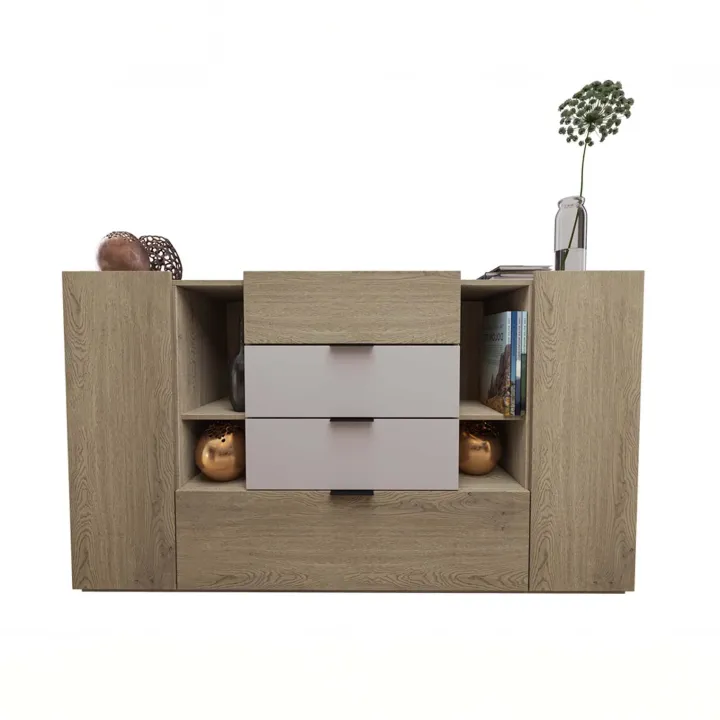 Comò 160x93h cm 2 ante 4 cassetti rovere tortora Pienza