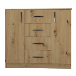 Comò 100x91h cm 2 ante con cassetti moderno rovere rustico Marian
