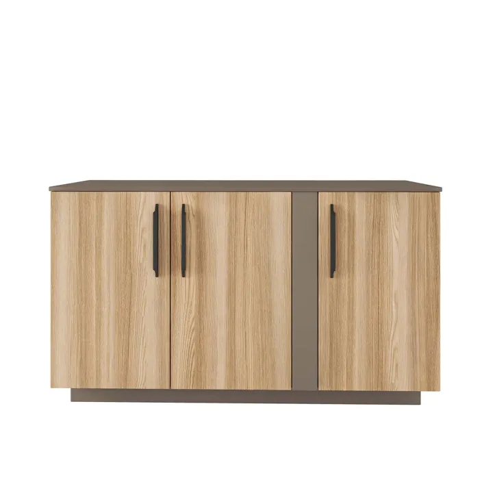 Comò 138x80h cm 3 ante moderno rovere tortora Amelia