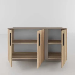 Comò 138x80h cm 3 ante moderno rovere tortora Amelia