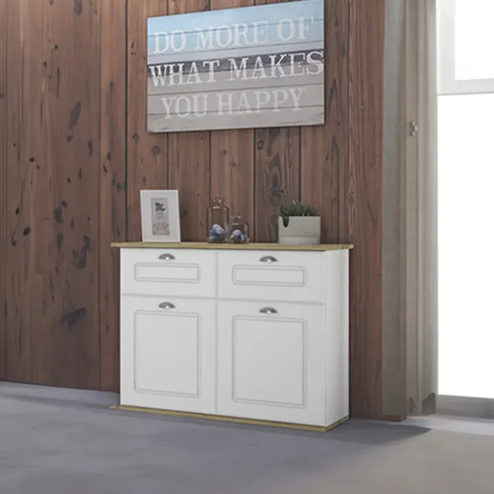 Comò 83x72h cm 2 cassetti 2 ante shabby bianco opaco Loira