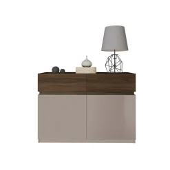 Comò 120x87h cm 2 cassetti 2 ante tortora noce Raymonda
