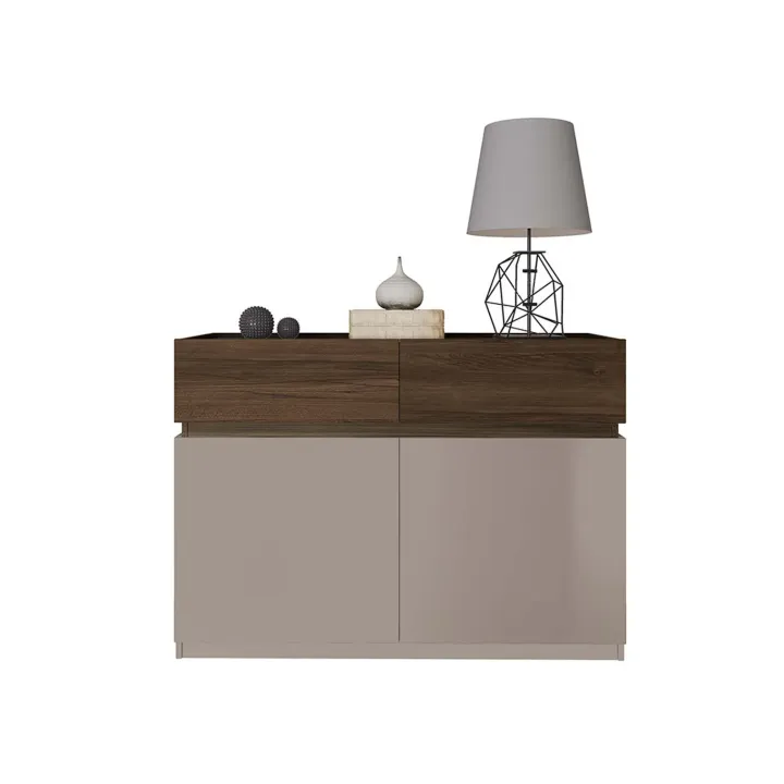 Comò 120x87h cm 2 cassetti 2 ante tortora noce Raymonda