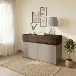 Comò 120x87h cm 2 cassetti 2 ante tortora noce Raymonda