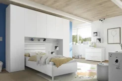 Comò 104x80h cm 3 cassetti con maniglie bianche moderno bianco Enjoy