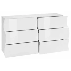 Comò 155x82h cm 6 cassetti moderno bianco lucido Sea Gihome®
