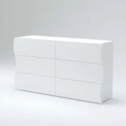 Comò 155x82h cm 6 cassetti moderno bianco lucido Sea Gihome®