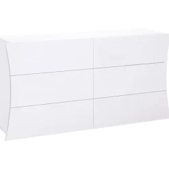 Comò 150x82h cm 6 cassetti moderno bianco lucido Neve