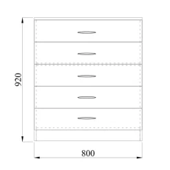 Comò 80x92h cm 5 cassetti moderno noce Saviano