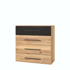 Comò 91x92h cm 4 cassetti moderno rovere nero Yve