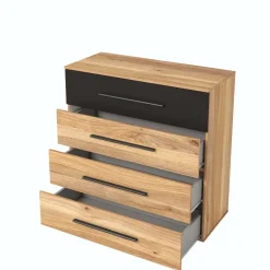 Comò 91x92h cm 4 cassetti moderno rovere nero Yve
