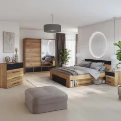 Comò 91x92h cm 4 cassetti moderno rovere nero Yve