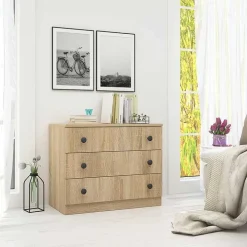 Comò 70x57h cm 3 cassetti moderno rovere Estelle