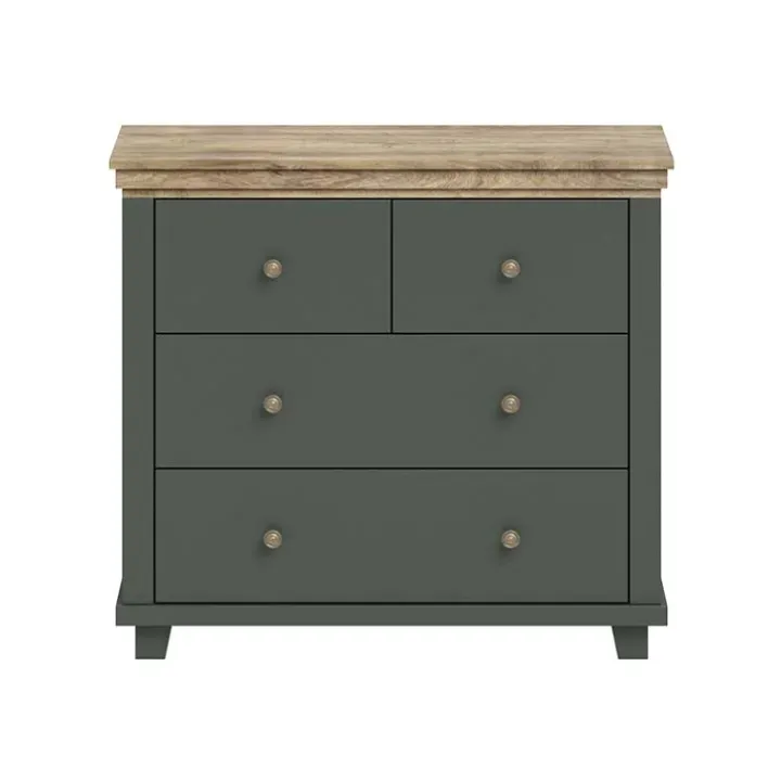 Comò 90x81h cm 4 cassetti moderno verde quercia Texel