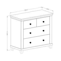 Comò 90x81h cm 4 cassetti moderno verde quercia Texel
