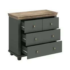 Comò 90x81h cm 4 cassetti moderno verde quercia Texel