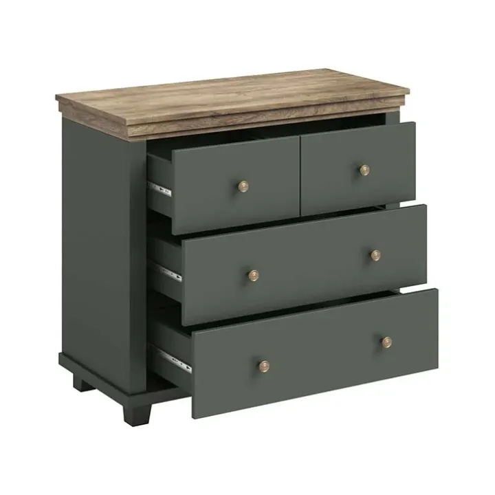 Comò 90x81h cm 4 cassetti moderno verde quercia Texel