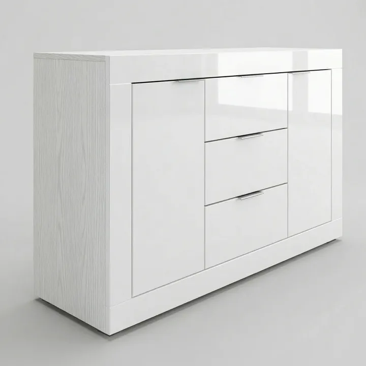 Comò 120x80h cm moderno bianco lucido Alina