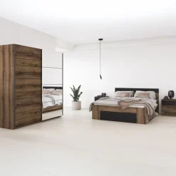 Comò 132x93h cm moderno rovere scuro nero Lisbona Gihome®