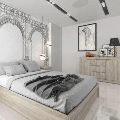 Comò 120x80h cm moderno rovere sonoma Vincenzo