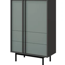Credenza alta 83x127 cm 2 ante 2 cassetti antracite verde Essenzia