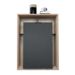 Credenza alta 85x116hcm 1 anta e vani a vista cannettato rovere nero Savona