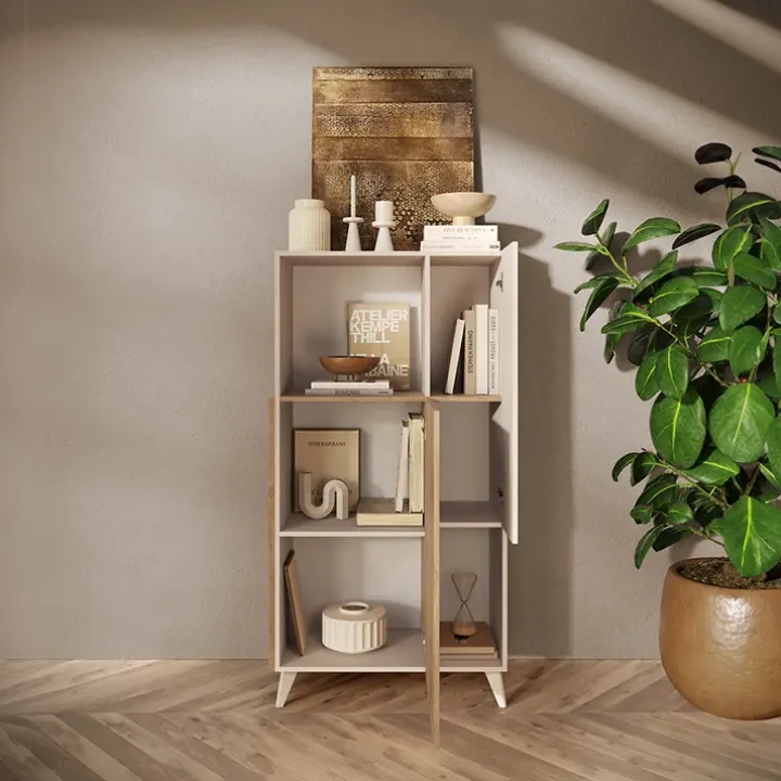 Credenza alta 81x154h cm 2 ante beige rovere chiaro Witty