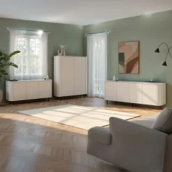 Credenza alta 130x154h cm 2 ante beige cashmere Lucrezia