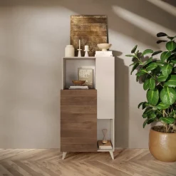 Credenza alta 81x154h cm 2 ante beige rovere scuro Witty
