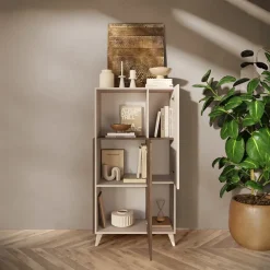 Credenza alta 81x154h cm 2 ante beige rovere scuro Witty