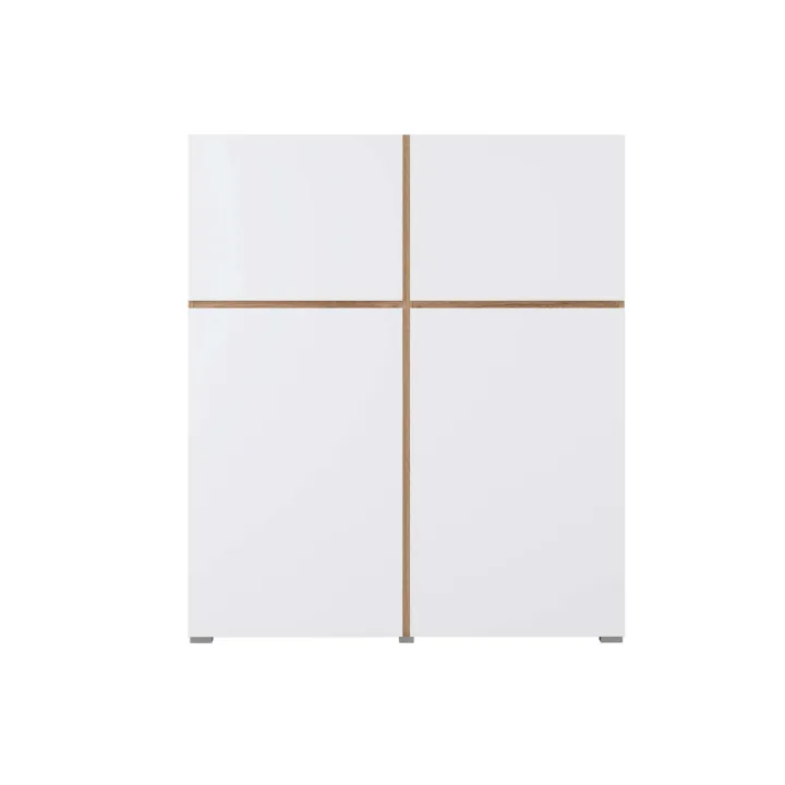 Credenza alta 120x139h cm 4 ante bianco rovere Lolla