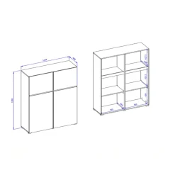 Credenza alta 120x139h cm 4 ante bianco rovere Lolla