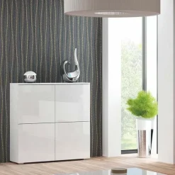 Credenza alta 100x100h cm 4 ante bianco lucido Momo