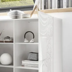 Credenza alta 121x111h cm 2 ante bianco laccato lucido con serigrafia Paradise