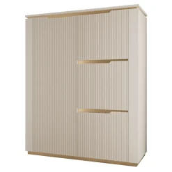 Credenza alta 106x131h cm 4 ante cannettato beige cashmere oro Gatsby