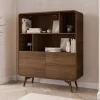 Credenza alta 108x130h cm 2 ante e vani a vista rovere scuro Walden