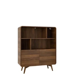 Credenza alta 108x130h cm 2 ante e vani a vista rovere scuro Walden