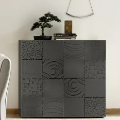 Credenza alta 121x111h cm 2 ante grigio con serigrafia Paradise