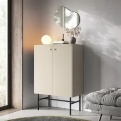 Credenza alta 94x132h cm 2 ante moderna beige Eterna