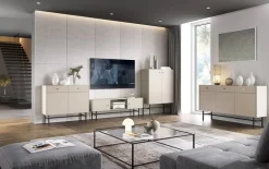 Credenza alta 94x132h cm 2 ante moderna beige Eterna