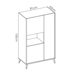 Credenza alta 81x135h cm 3 ante moderna rovere grafite Elmer